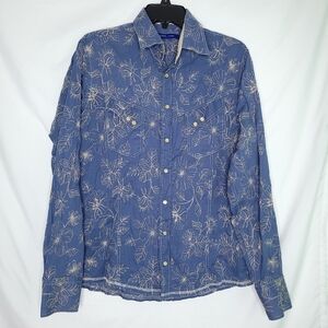 GEORG ROTH Floral Embroidered Snap Front Coastal Cowgirl Long Sleeve Shirt MED.